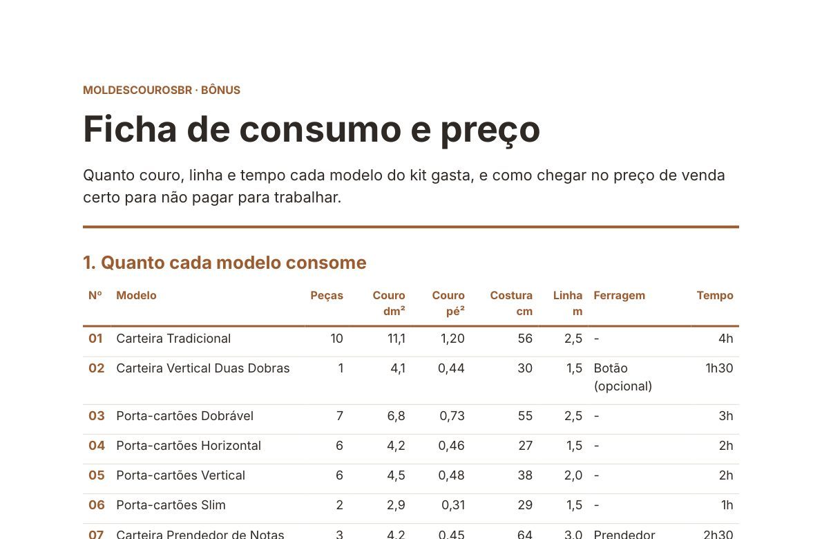 Trecho da primeira página da Ficha de consumo e preço